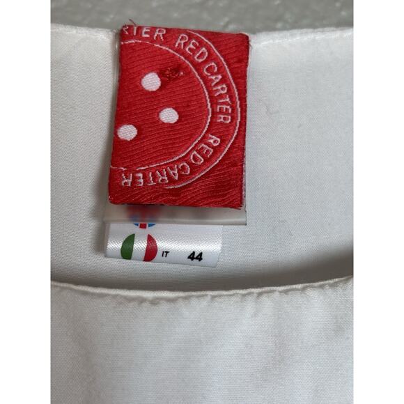 Anthropologie‎ Red Garter Open Shoulder Cover Up Dress White Womens Medium 8 - Picture 4 of 10